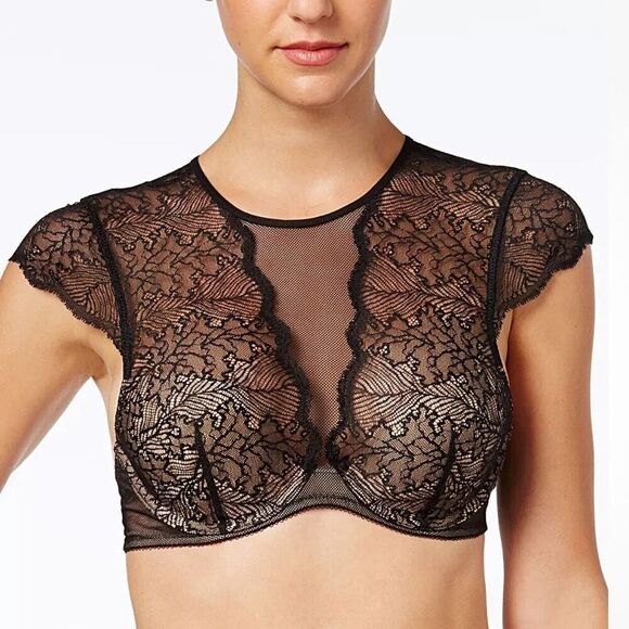 B. Tempt'd By Wacoal After Hours Bralette Bra Underwire Padded Medium Black NWT - Picture 7 of 10